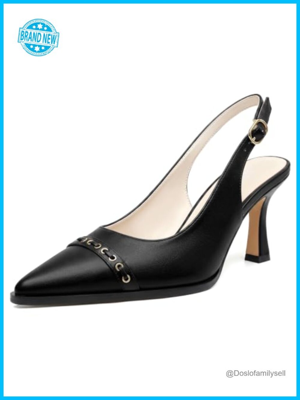 Slingback Kitten Heels Pointed Toe Pump in Faux Leather